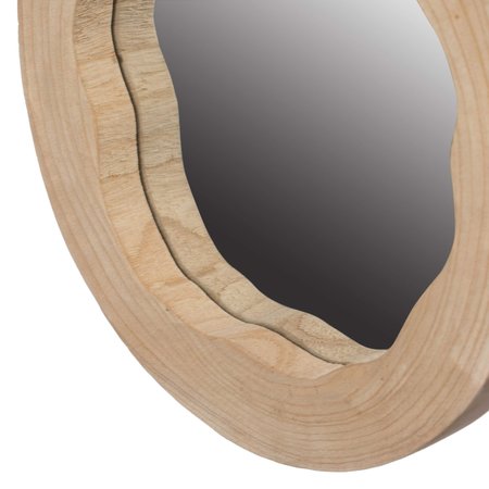 Vintiquewise Decorative Round Natural Wood Wall Mirror for the Entryway, Living Room, or Vanity QI004383